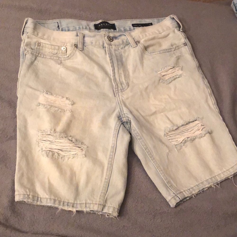 men’s pacsun light blue jean shorts
